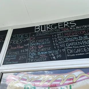 Burgers Menu