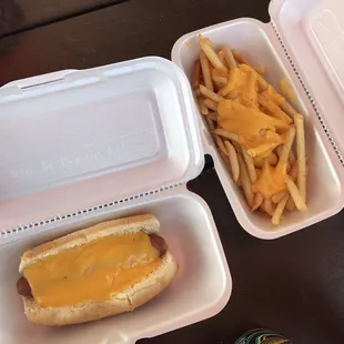Cheese dog + cheese fries. When in Wisconsin.