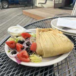 Green chili tamale.