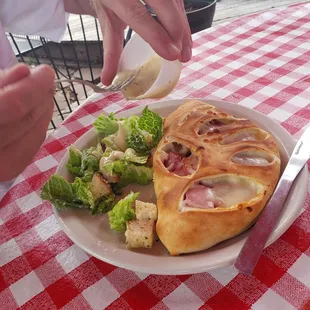 Calzone with Caesar salad