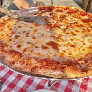 a pizza on a platter