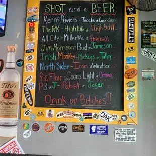 Shot menu