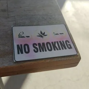 Patio area is smoke free
