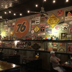 Automotive themed decor.