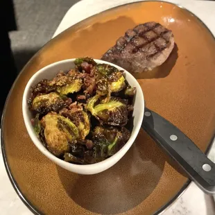 6 oz sirloin with Brussels sprouts