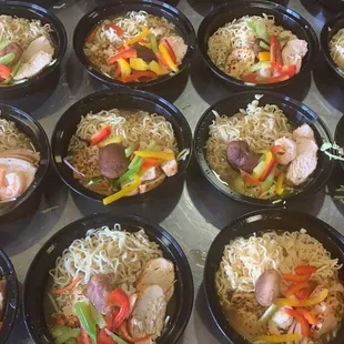 ramen bowls waiting for their broth