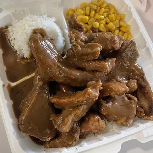 Pork Chops smothered in gravy (I love that each piece is individually fried, but still so juicy!)