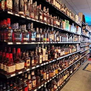 shelves of liquor