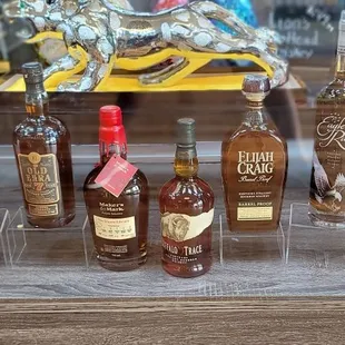 a display of bottles