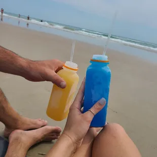 a man and a woman on the beach