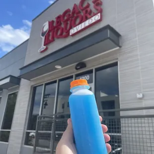 Blue raspberry slushy infused with vodka