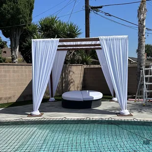 10x10x8 cabana with white draping