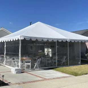 Custom tent with clear window wall