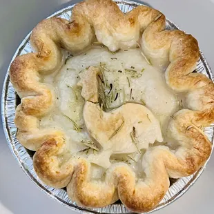 This take n bake chicken pot pie is fresh out of the oven. My new fave!