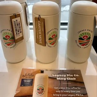 Legacy Pies' branded travel mugs are cute and yet a bit too expensive!