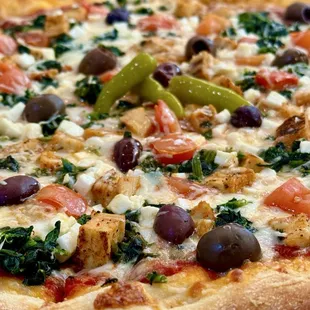 Greek pizza up close