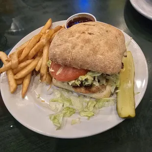 CABA (chicken, bacon, lettuce, tomato, and avacado) with fries