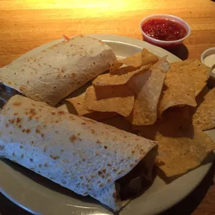 Pub Wrap with Pub Sauce side of Tortilla Chips Fire Roasted Salsa