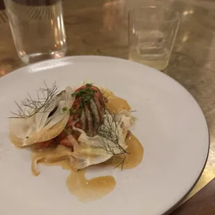 Lobster with tequila and tangerine cocktail