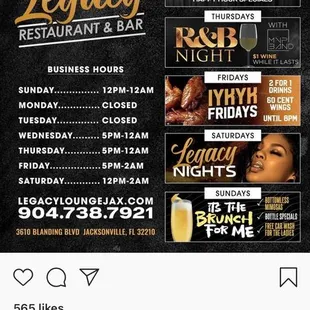 Weekday/weekend specials