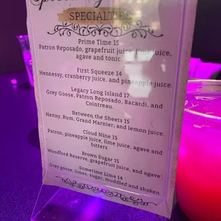 a menu for a special event