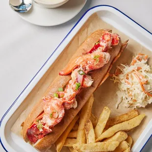 a lobster sandwich and fries