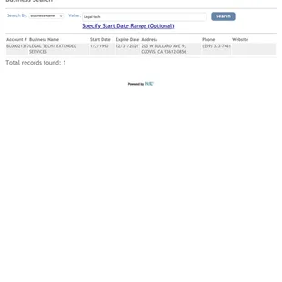 Business license expired 12/31/21