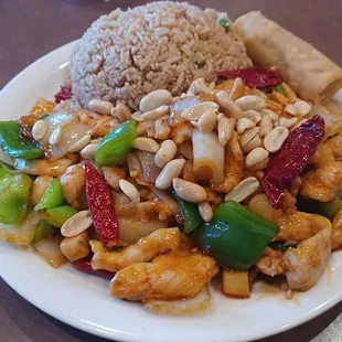 Kung Pao Chicken, Fried Rice, and Egg Roll