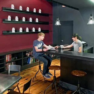 At the coffee counter