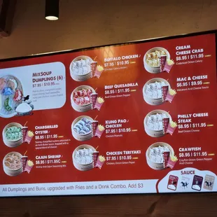 The menu.