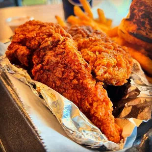 Is it down, down to me? We both rarely speak.  Hot () Combo #2 3 Tender Combo w/ Cajun Fries from #LegendHotChicken