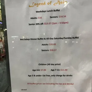 Buffet prices