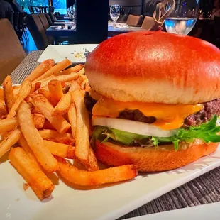 Legends Burger and fries