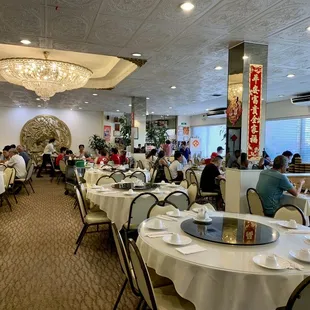 Inside, lots of seating.