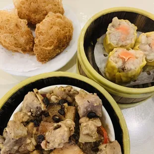 Black bean Spare Ribs, Shumai, Taro Puff