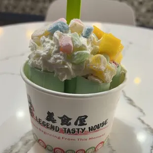 Starry sky ice cream with mango added