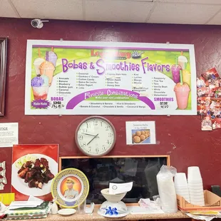 Boba and smoothie menu prices