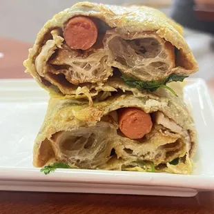 Famous Tianjin Crepe with Chinese Pork Sausage