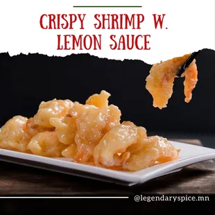 Delight Your Palate with the Perfect Blend of Crispy Shrimp and Zesty Lemon Sauce!