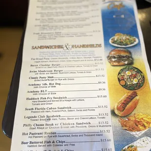 The breakfast and lunch menu.