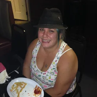 Jen and I having a burger and a beer and another beer and so on.....