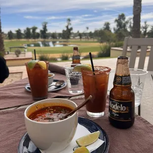 Perfect Sunday afternoon Enjoying  Chicken Tortilla Soup Birria Quesadilla and Michelada's !!   Thank you Devyn !!  Cheers