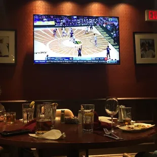 a basketball game on the tv