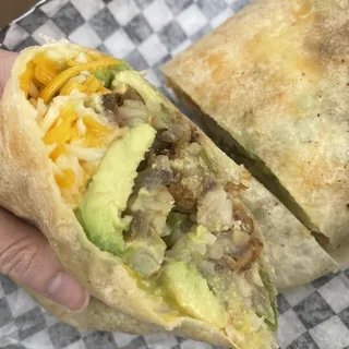 Mushroom, Avocado, and Egg Burrito