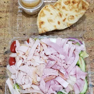 Chef salad + pita bread with light Italian dressing