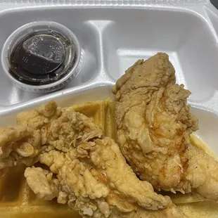 Chicken Tender and Waffle