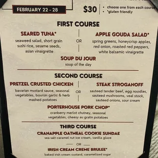 Restaurant Week specials