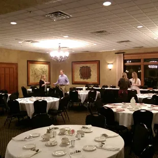 Early prep for a reception at the Legends indoor facility.