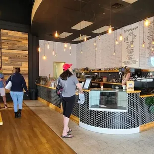 Entering from the entrance and counter to order.