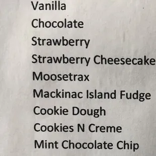 Our ice cream flavors